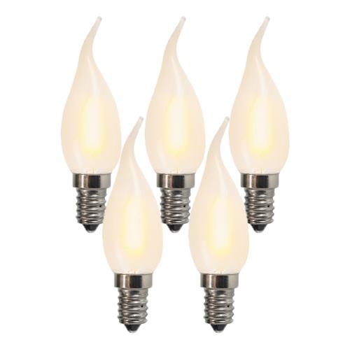 Sada 5 E14 LED matných sviečkových žiaroviek BXS35 1W 100 lúmenov 2200K