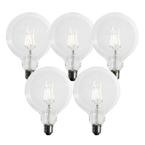 Sada 5 ks E27 3-stupňová stmievateľná LED žiarovka so špirálovým vláknom G125 4W 450lm 3000K