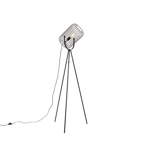 Priemyselná stojaca lampa statívová oceľ čierna - Bliss Vefa