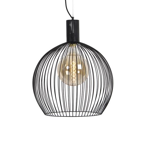 Dizajnové kruhové závesné svietidlo čierne 50 cm - Wire Dos