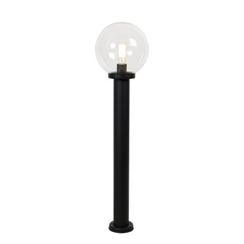 Stojaca vonkajšia lampa čierna s priehľadnou guľou 100 cm IP44 - Sfera