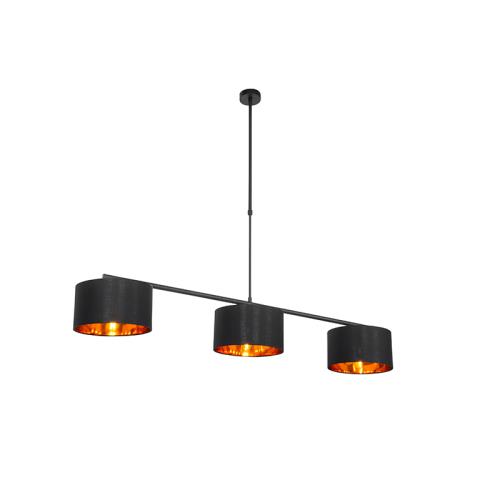 Moderné závesné svietidlo čierne so zlatom 125 cm 3-žiarovkové - VT 3