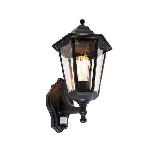 Vonkajšia nástenná lampa čierna s pohybovým senzorom - Havana IP44