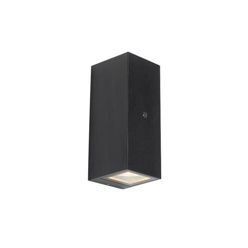 Nástenná lampa čierna 2-svetlo IP44 so senzorom súmraku - Baleno II
