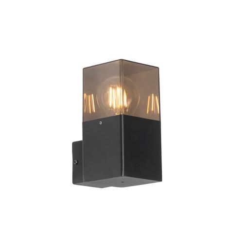 Moderná vonkajšia nástenná lampa čierna IP44 s dymovým sklom - Dánsko