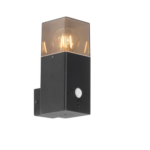Vonkajšia nástenná lampa čierna IP44 s pohybovým senzorom - Denmark