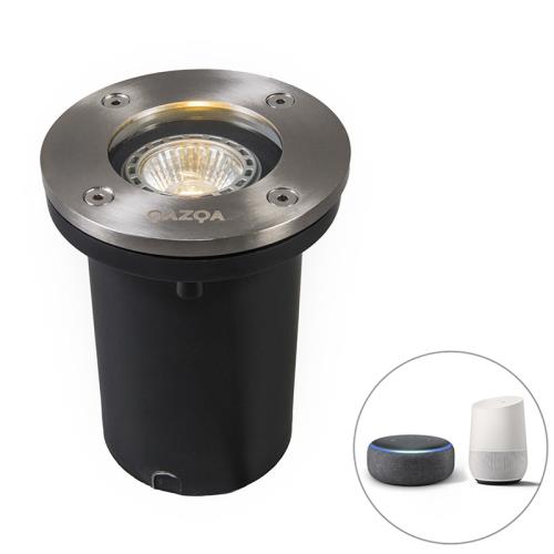 Inteligentný zemný reflektor z nerezovej ocele vrátane WiFi GU10 IP65 - Basic Round