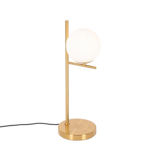 Art Deco stolná lampa zlatá a opálové sklo - Flore