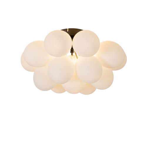 Art Deco stropné svietidlo čierne s opálovým sklom 4-žiarovkové - Uvas