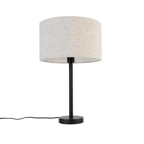 Moderná stolná lampa čierna s tienidlom z bouclé svetlosivej 35 cm - Simplo