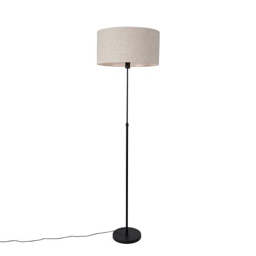 Stojaca lampa čierna nastaviteľná so svetlosivým tienidlom 50 cm - Parte