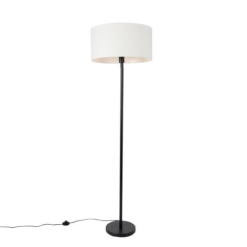 Stojaca lampa čierna s tienidlom bielym 50 cm - Simplo