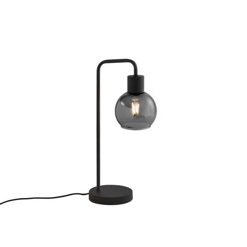 Art Deco stolná lampa čierna s dymovým sklom - Vidro