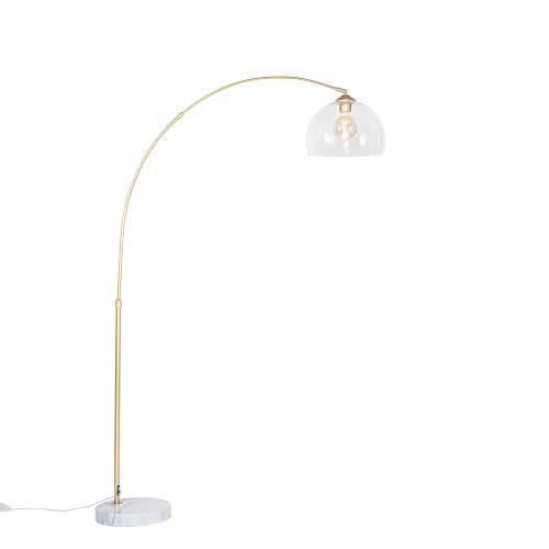 Moderná oblúková lampa mosadz s priehľadným sklom - Arc
