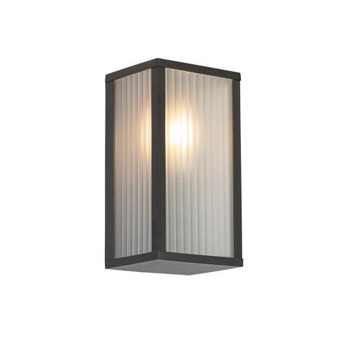 Vonkajšia nástenná lampa čierna s rebrovaným sklom IP44 - Charlois