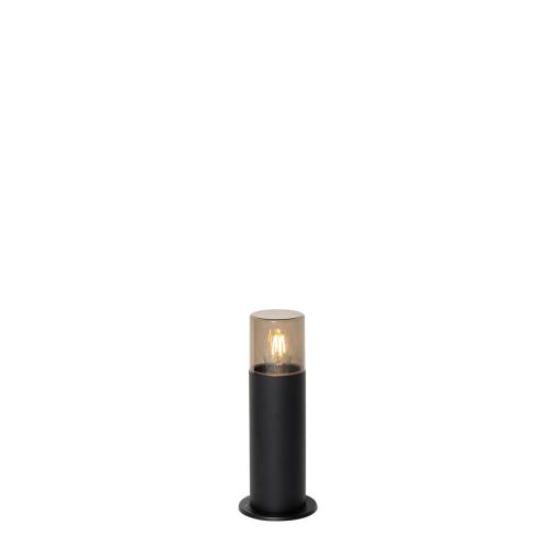 Stojaca vonkajšia lampa čierna s dymovým tienidlom 30 cm IP44 - Odense