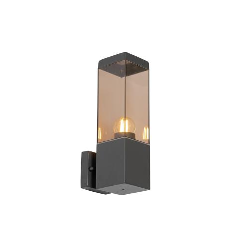 Moderná vonkajšia nástenná lampa tmavosivá s dymovým sklom - Malios