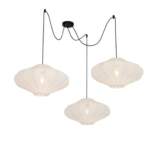 Japonská závesná lampa biela 50 cm 3-svetlá - Plu
