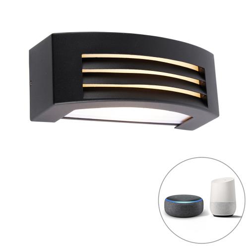 Inteligentná vonkajšia nástenná lampa čierna IP44 vrátane Wifi A60 - Hurricane