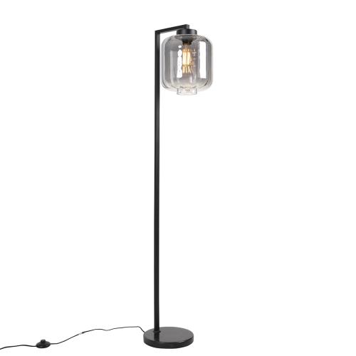 Inteligentná stojaca lampa čierna s dymovým sklom vrátane Wifi ST64 - Qara Down