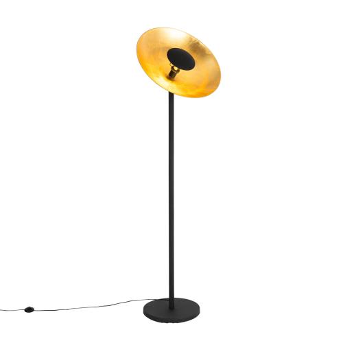Priemyselná stojaca lampa čierna so zlatým vnútrom 60 cm - Magnax