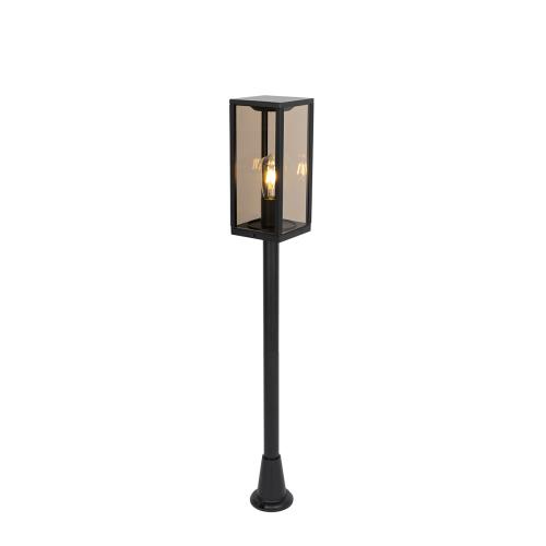 Vonkajšia stojaca lampa čierna s dymovým sklom 100 cm IP44 - Charlois