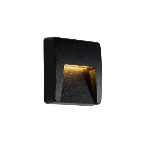 Vonkajšia nástenná lampa čierna štvorcová vrátane LED IP65 - Gem