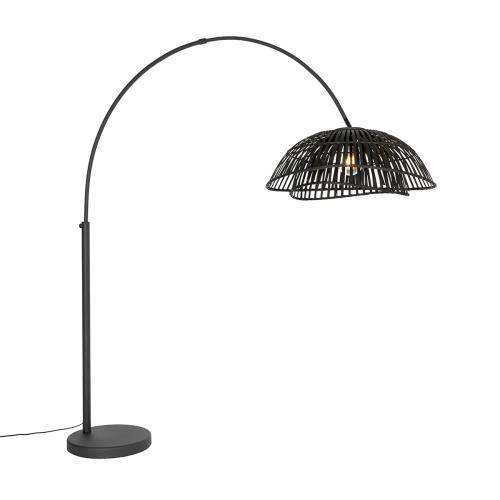Orientálna oblúková lampa čierna bambusová - Pua