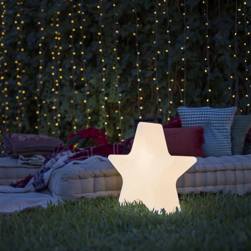 Vianočná stojaca lampa biela 45 cm vrátane nabíjateľného solárneho RGBW LED - Nova