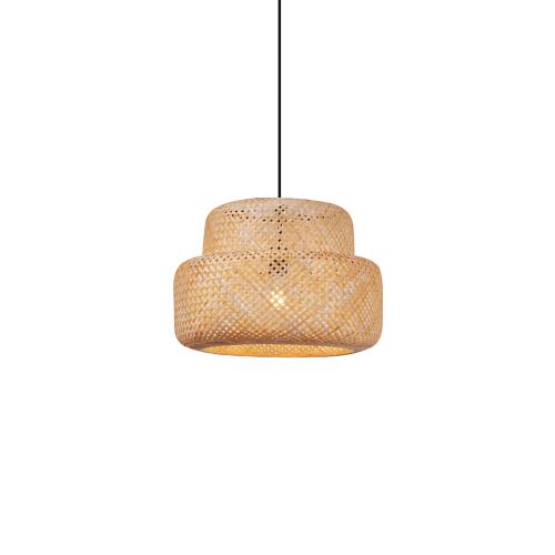 Japonská závesná lampa čierna s bambusom - Kea