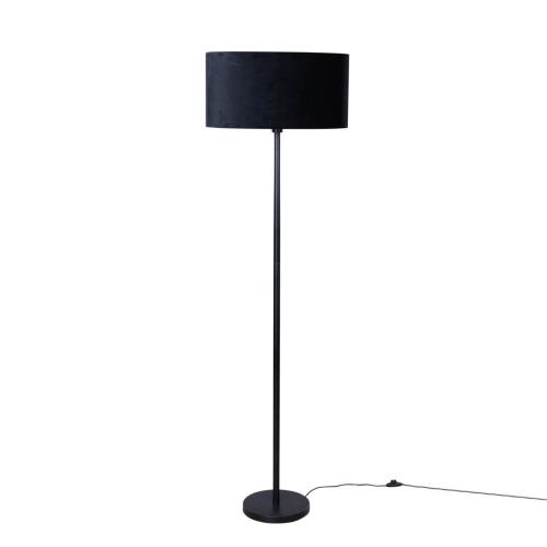 Stojacia lampa čierna s oválnym zamatovým tienidlom 50 cm - Simplo