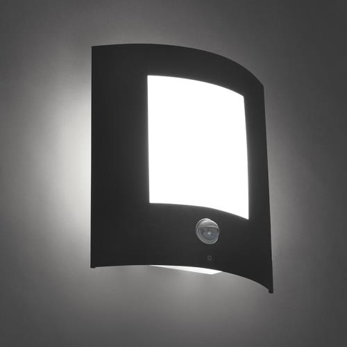 Vonkajšia nástenná lampa antracit s pohybovým senzorom IP44 - Emmerald 1
