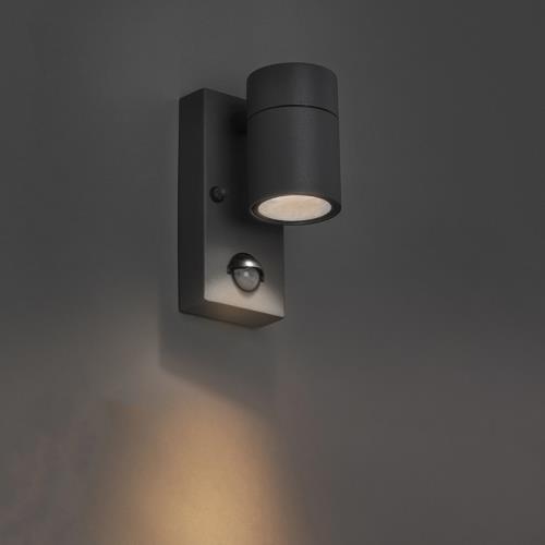 Vonkajšia nástenná lampa antracit IP44 s pohybovým senzorom - Solo