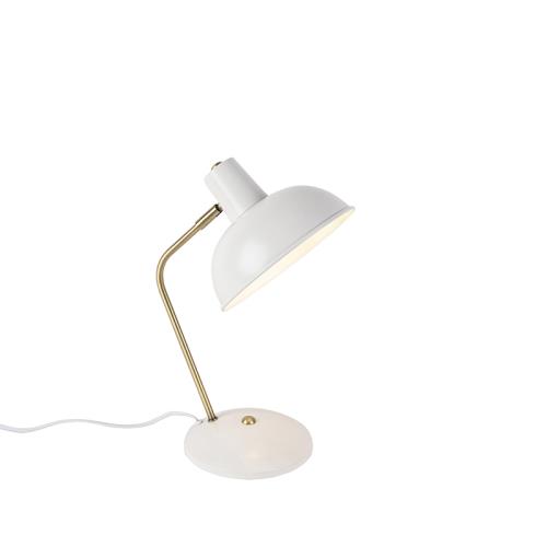 Retro stolná lampa biela s bronzovou 38 cm - Milou