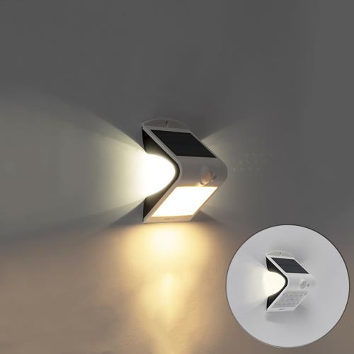 Vonkajšia nástenná lampa biela 14,5 cm so stmievaním a senzorom na solárnom paneli - Daya