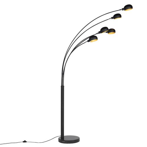 Dizajnová stojaca lampa čierna 5-svetlo - Sixties Marmo