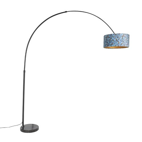 Oblúková lampa čierna zamatový tienidlo motýľový dizajn so zlatom 50 cm - XXL